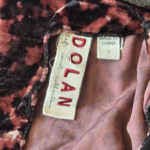 Dolan Left Coast Charley Top Womens Small Copper Leopard Puff Sleeves Velour - Picture 6 of 9